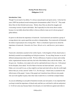 Down Is up Philippians 2:1-11 Introduction