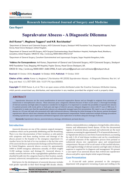Supralevator Abscess - a Diagnostic Dilemma