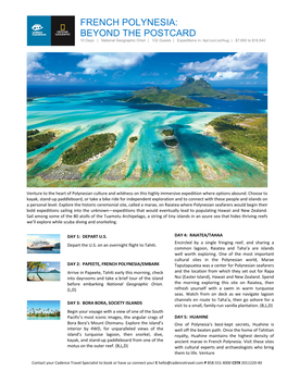 FRENCH POLYNESIA: BEYOND the POSTCARD 10 Days | National Geographic Orion | 102 Guests | Expeditions In: Apr/Jun/Jul/Aug | $7,690 to $16,840