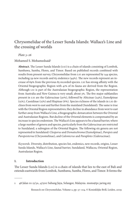 Chrysomelidae of the Lesser Sunda Islands: Wallace’S Line and the Crossing of Worlds