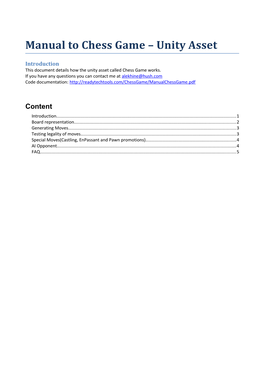 A Manual in Chess Game the Unity Asset