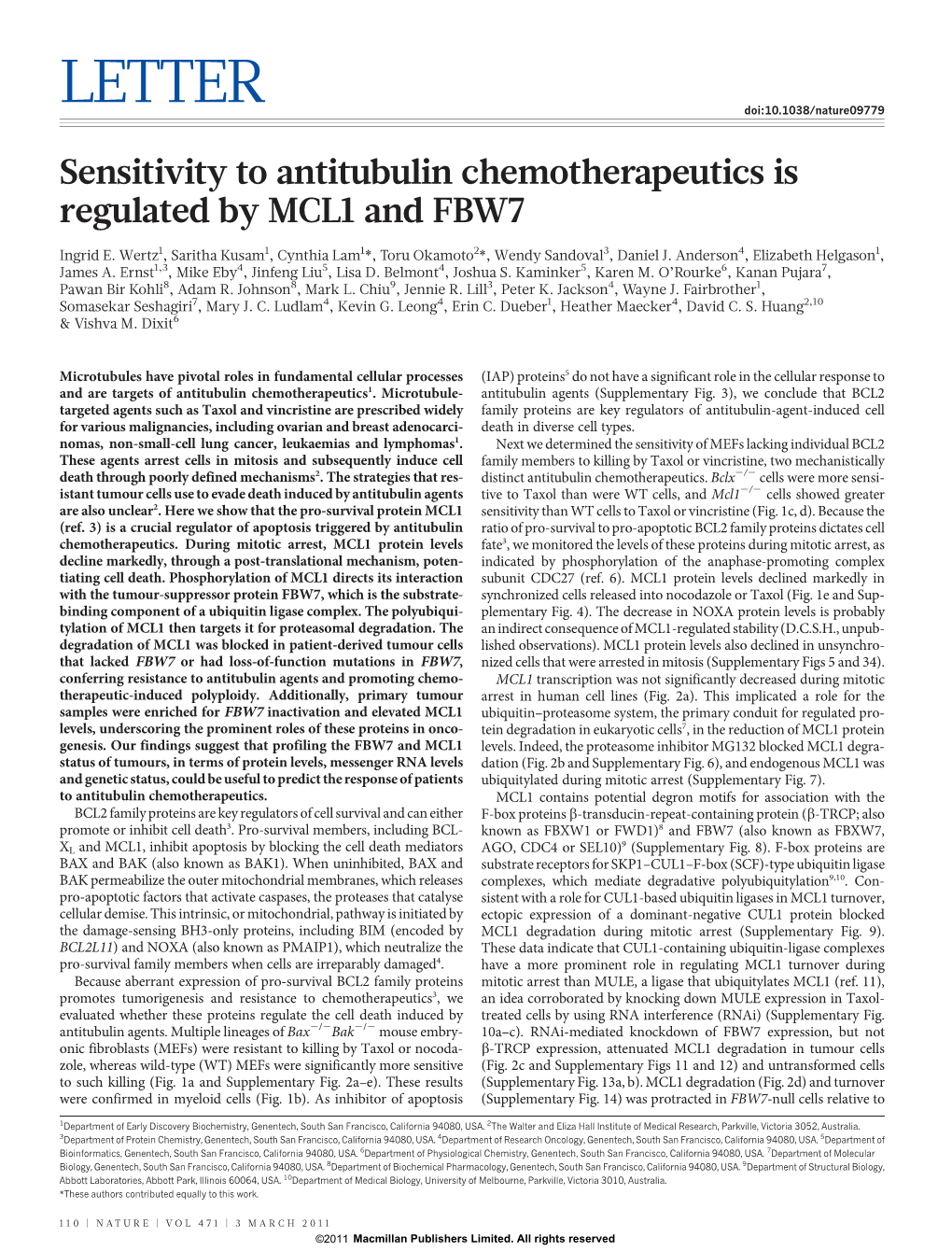 LETTER Doi:10.1038/Nature09779