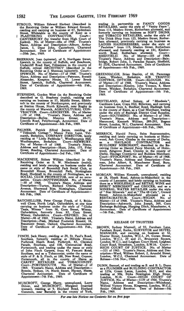 1582 the London Gazette, Hth February 1969