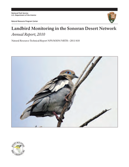 Landbird Monitoring in the Sonoran Desert Network Annual Report, 2010