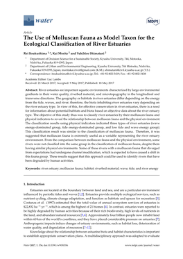 The Use of Molluscan Fauna As Model Taxon for the Ecological Classiﬁcation of River Estuaries