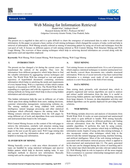 Web Mining for Information Retrieval