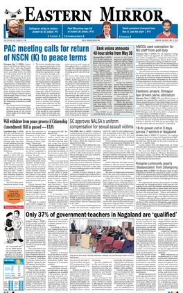 PAC Meeting Calls for Return of NSCN (K) to Peace