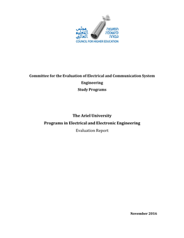 The Ariel University Programs in Electrical and Electronic Engineering Evaluation Report