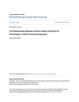 The Relationship Between Alcohol Intake and Body Fat Percentage in Adult University Employees