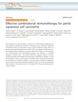 Effective Combinatorial Immunotherapy for Penile Squamous Cell Carcinoma
