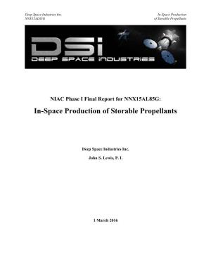 In-Space Production of Storable Propellants