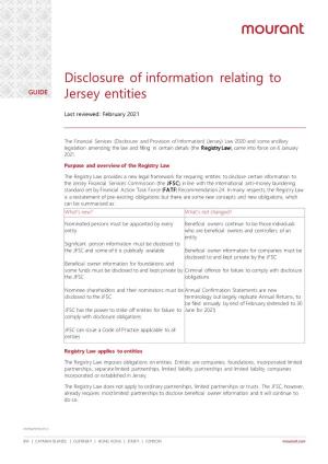 Disclosure of Information Relating to Jersey Entities
