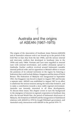 Australia and the Origins of ASEAN (1967–1975)
