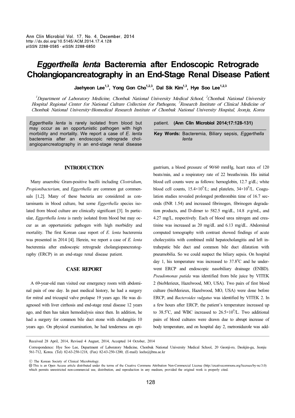 Eggerthella Lenta Bacteremia After Endoscopic Retrograde Cholangiopancreatography in an End-Stage Renal Disease Patient