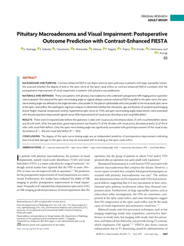 Pituitary Macroadenoma and Visual Impairment: Postoperative Outcome Prediction with Contrast-Enhanced FIESTA