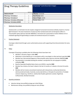 Enspryng™ (Satralizumab-Mwge)