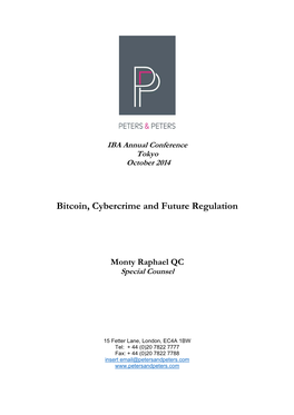 Bitcoin, Cybercrime and Future Regulation