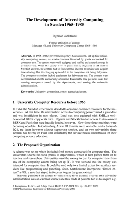 The Development of University Computing in Sweden 1965–1985