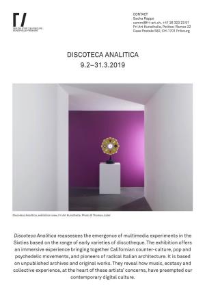 Discoteca Analitica 9.2–31.3.2019
