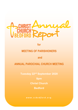 For MEETING of PARISHIONERS and ANNUAL PAROCHIAL CHURCH