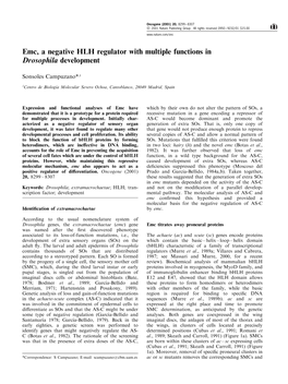 Emc, a Negative HLH Regulator with Multiple Functions in Drosophila Development