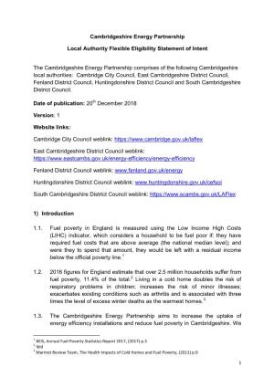 Cambridgeshire Energy Partnership Statement of Intent