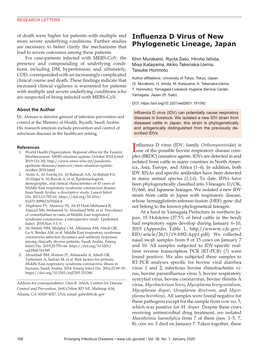 Influenza D Virus of New Phylogenetic Lineage, Japan