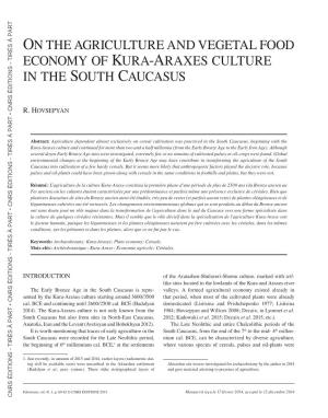 On the Agriculture and Vegetal Food Economy of Kura-Araxes Culture in the South Caucasus 71 PART À TIRÉS