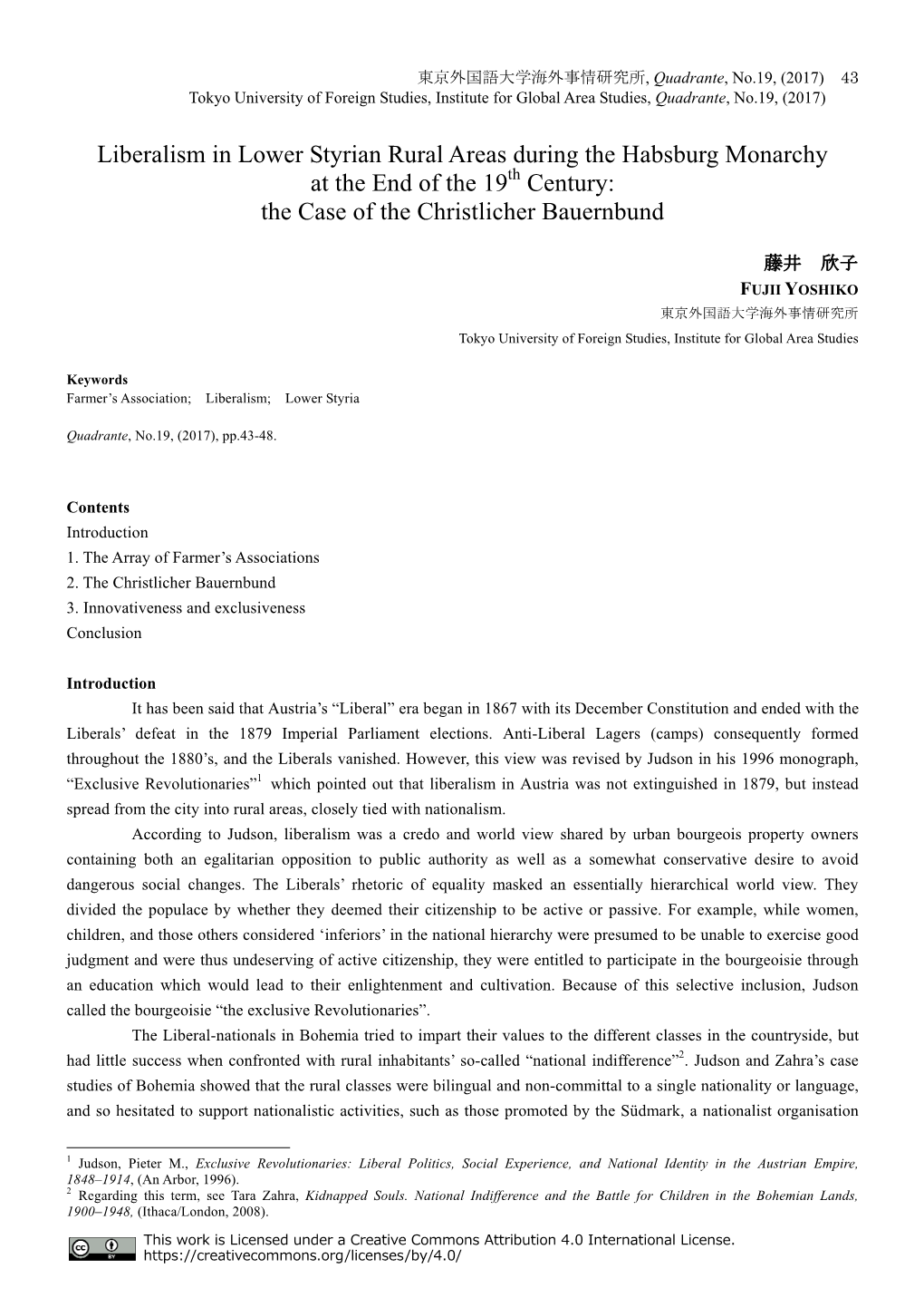 Liberalism in Lower Styrian Rural Areas During the Habsburg Monarchy at the End of the 19Th Century: the Case of the Christlicher Bauernbund