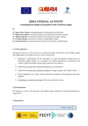 EDUCATIONAL ACTIVITY Calculating the Height of Formation of the Northern Lights