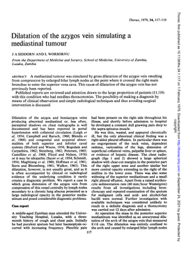 Dilatation of the Azygos Vein Simulating a Mediastinal Tumour