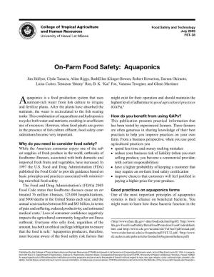 On-Farm Food Safety: Aquaponics