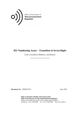021 Numbering Areas – Transition to Seven Digits