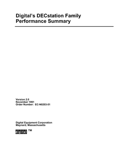 Digital's Decstation Family Performance Summary