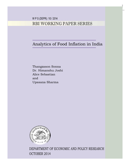 Analytics of Food Inflation in India*1