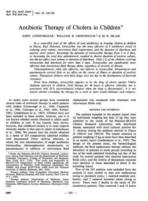 Antibiotic Therapy of Cholera in Children,*