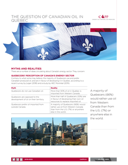 The Question of Canadian Oil in Quebec