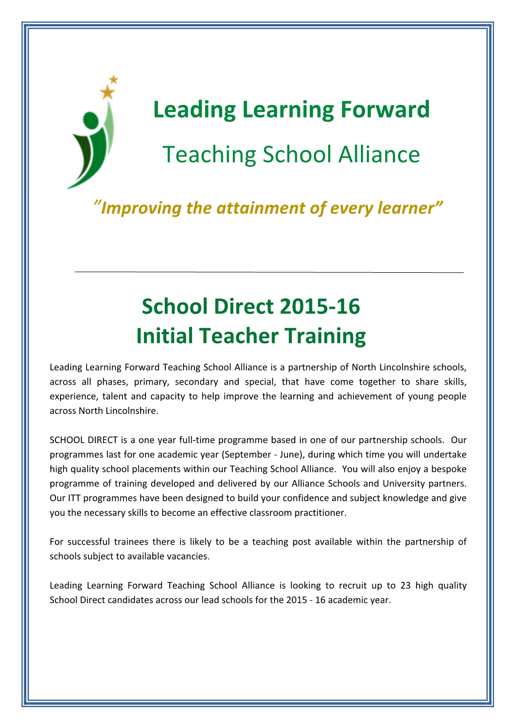 Leading Learning Forward Teaching School Alliance