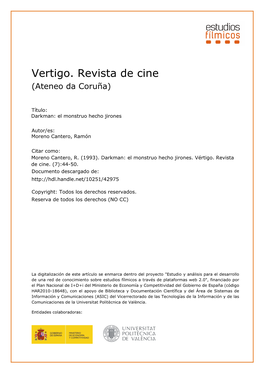 Vertigo. Revista De Cine (Ateneo Da Coruña)