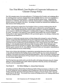 Ties That Blind: Case Studies of Corporate Influence on Climate Change Policy
