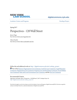 120 Wall Street James Hagy New York Law School, James.Hagy@Nyls.Edu