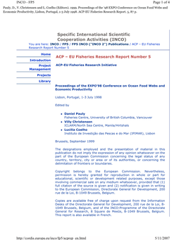 Specific International Scientific Cooperation Activities (INCO)