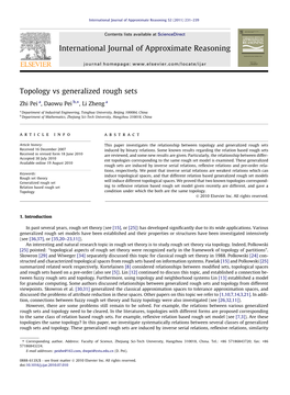 Topology Vs. Generalized Rough Sets