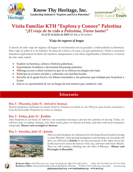Know Thy Heritage, Inc. Visita Familiar KTH “Explora Y Conoce