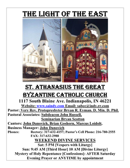 St. Athanasius the Great Byzantine Catholic Church 1117 South Blaine Ave