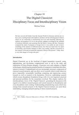 The Digital Classicist: Disciplinary Focus and Interdisciplinary Vision