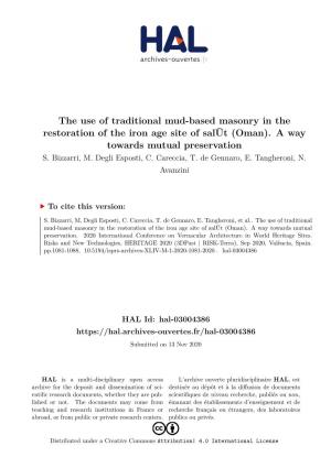 The Use of Traditional Mud-Based Masonry in the Restoration of the Iron Age Site of Salūt (Oman)