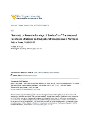 Transnational Resistance Strategies and Subnational Concessions in Namibia's Police Zone, 1919-1962