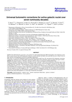 Universal Bolometric Corrections for Active Galactic Nuclei Over Seven Luminosity Decades F