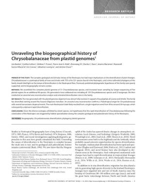 Unraveling the Biogeographical History of Chrysobalanaceae from Plastid Genomes1